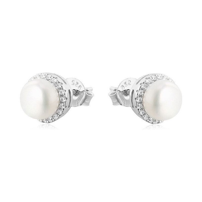 Beneto Strieborné náušnice kôstky s pravými perlami AGU131 66585416