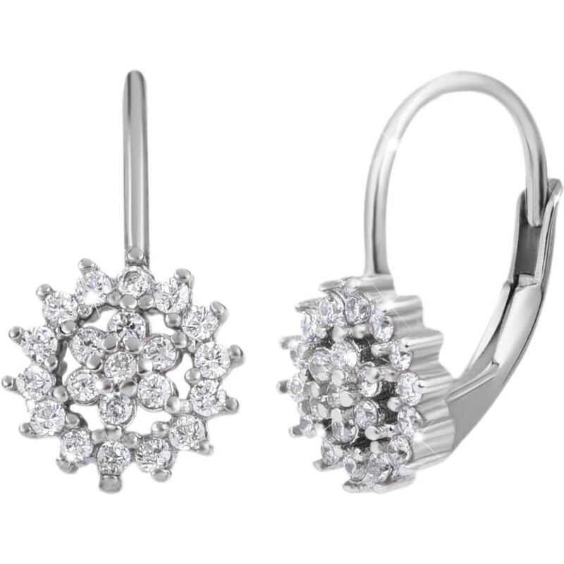 Evolution Group Strieborné náušnice biela kytička 11217.1 66592500