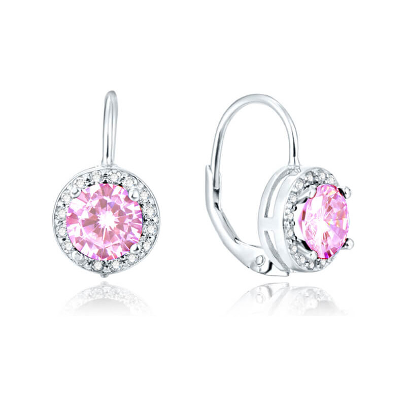 Beneto Strieborné náušnice s ružovými kryštálmi AGUC1159 66582324