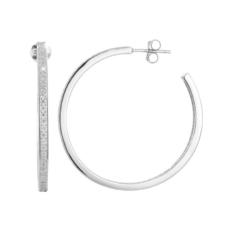 Beneto Strieborné náušnice kruhy s kryštálmi AGUP1180 66588614