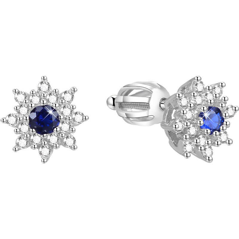 Beneto Strieborné trblietavé náušnice kytičky AGUP1443S 66583354