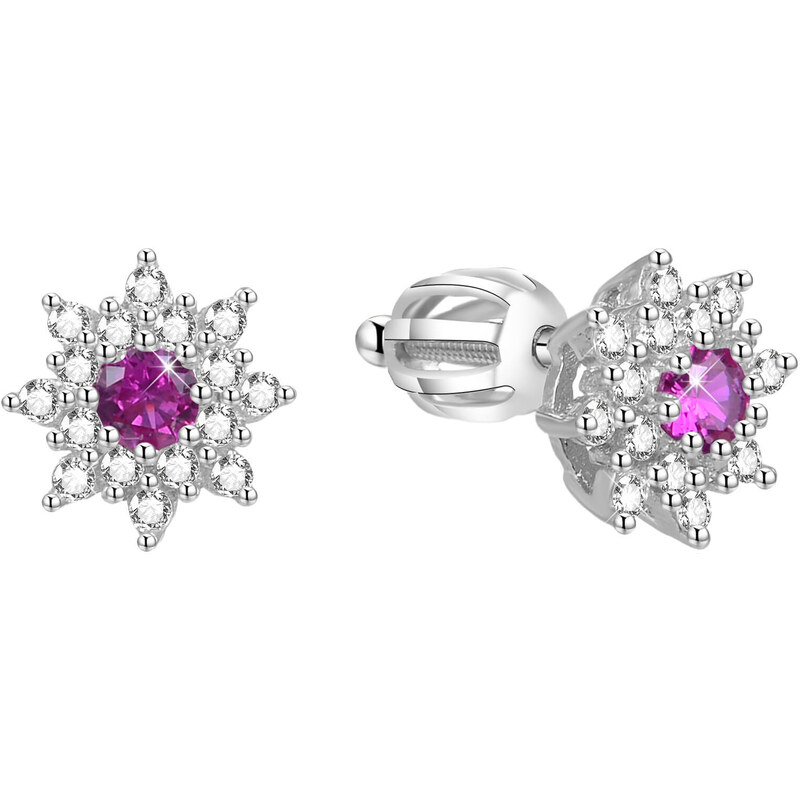 Beneto Strieborné trblietavé náušnice kytičky AGUP1444S 66586992