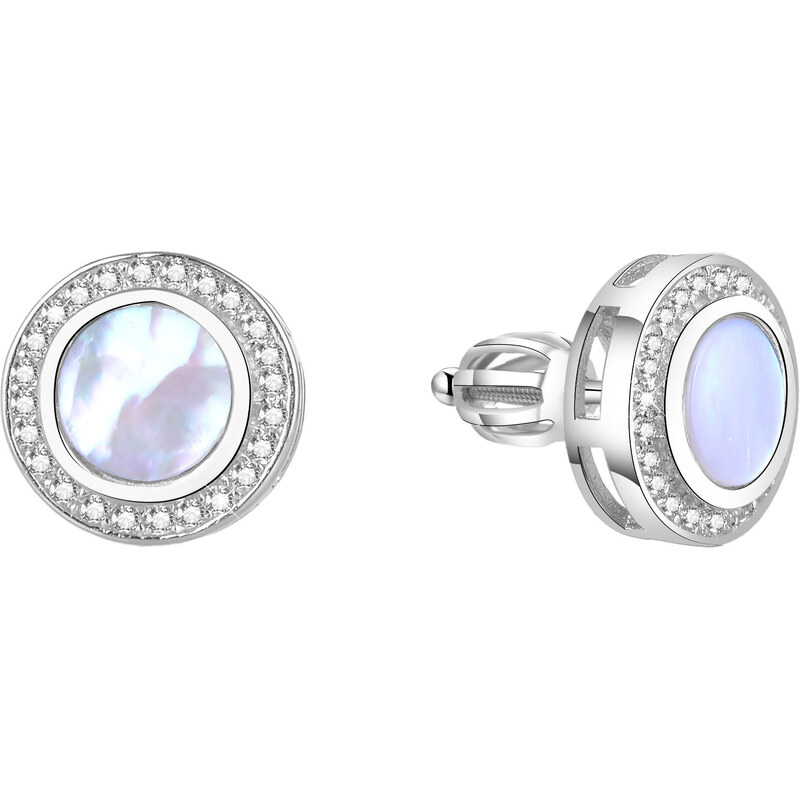 Beneto Strieborné trblietavé náušnice s perleťou TAGUP1469S 66582020