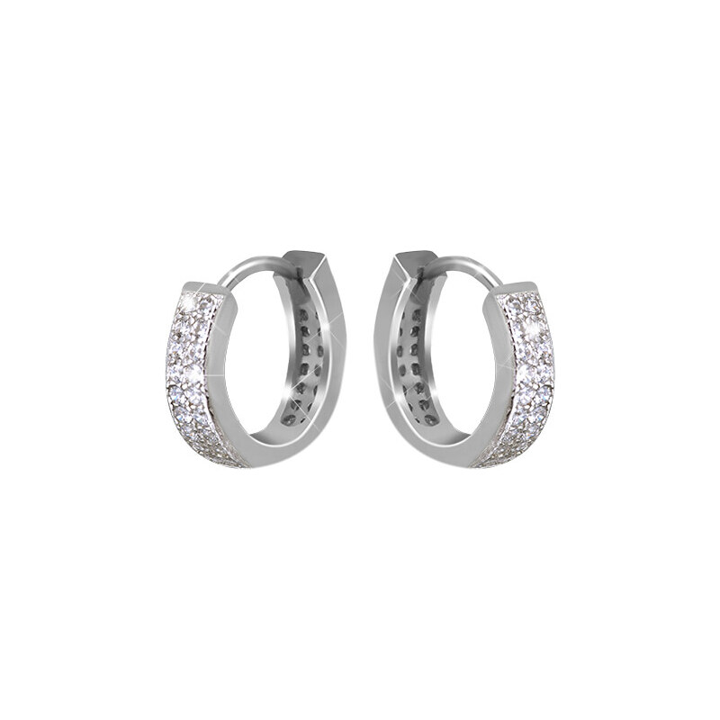Beneto Strieborné kruhové náušnice so zirkónmi AGUC1557 66581147