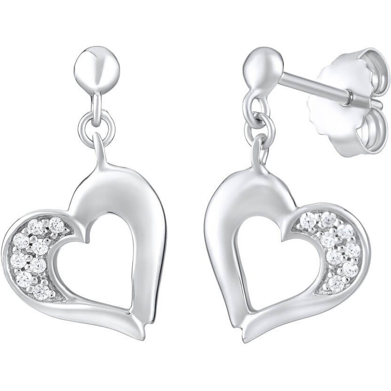 Silvego Strieborné srdiečkové náušnice so zirkónmi FW8680 66581188