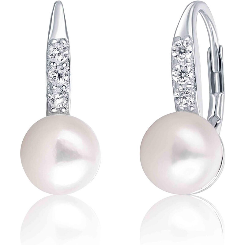 JwL Luxury Pearls Strieborné náušnice s perlou a zirkónmi JL0601 66592865