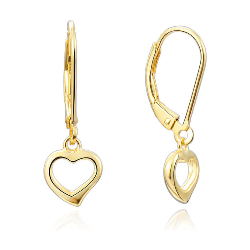 Beneto Pozlátené strieborné náušnice so srdiečkami AGUC1960-GOLD 66581777