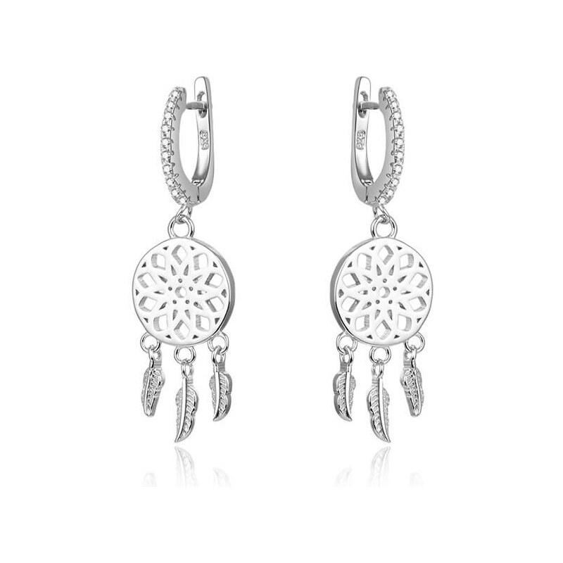 Beneto Strieborné náušnice so zirkónmi lapače snov AGUC1976 66582108