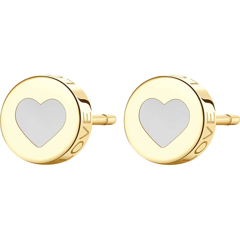 SAgapõ Slušivé oceľové náušnice so srdcom Click SCK53 66593063