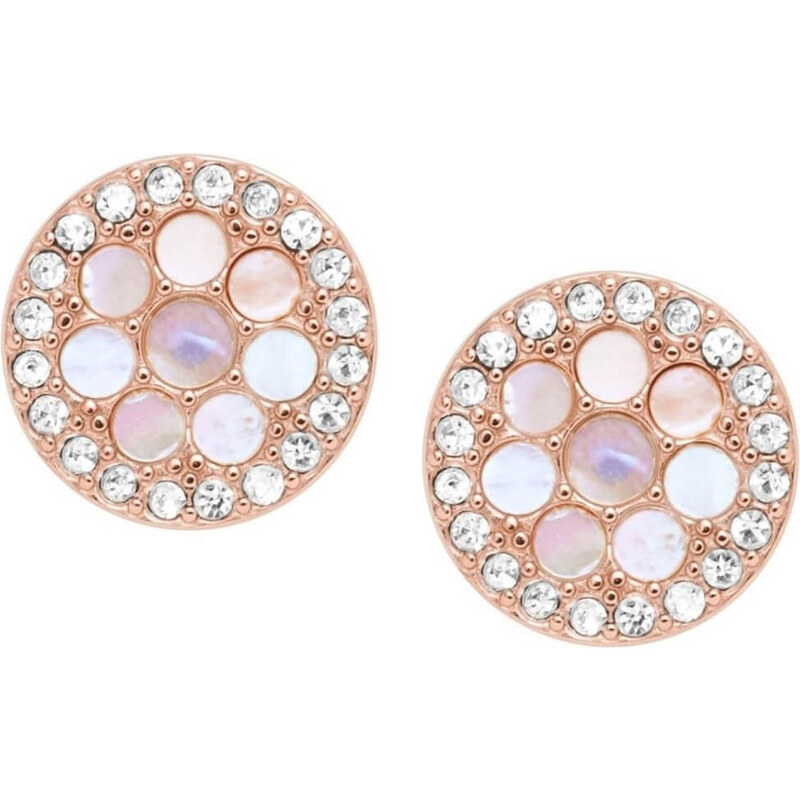 Fossil Trblietavé ružovo pozlátené oceľové náušnice JF02906791 66584329