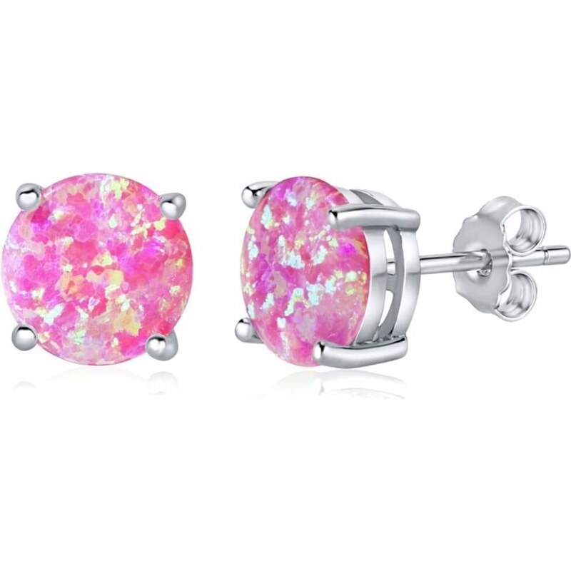 Silvego Strieborné náušnice s ružovým syntetickým opál JJJEBP302004 66581268