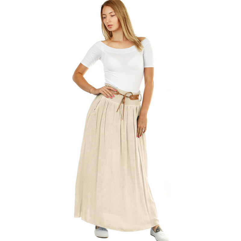 Glara Romantická dlhá sukňa s opaskom 63692698