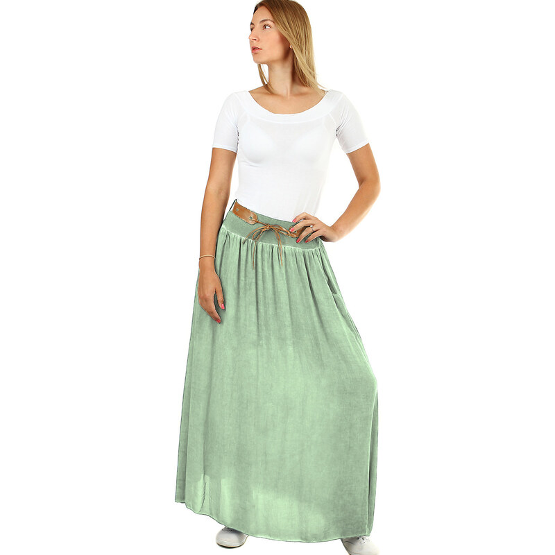 Glara Romantická dlhá sukňa s opaskom 18245353