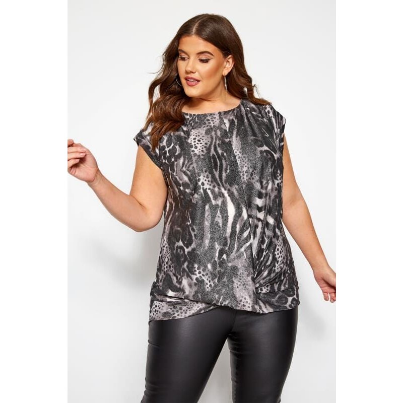 (veľ. 54/56) Metalický top so zvieracou potlačou sivý 63884916