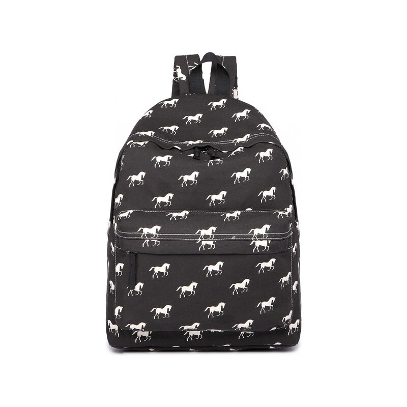 Miss Lulu Ruksak - s koníkovou potlačou, na zips, čierny 46059436