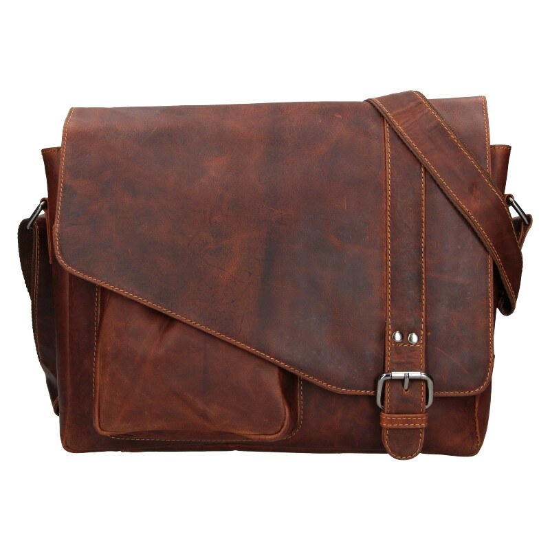 Pánska kožená taška cez rameno Greenwood Kane - hnedá 50459684