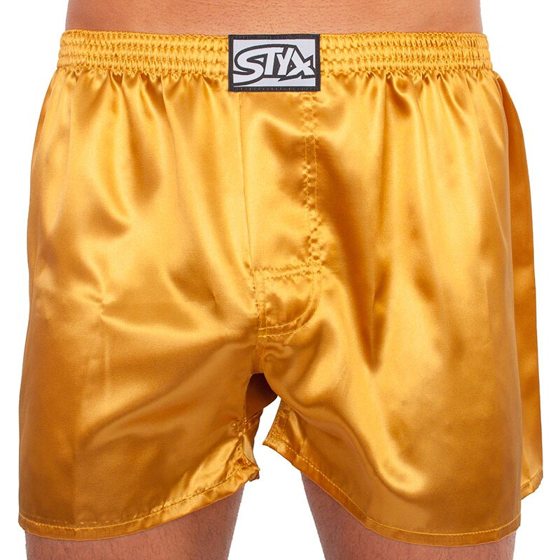 Pánske trenky Styx klasická guma saténové zlaté (C685) 58455157