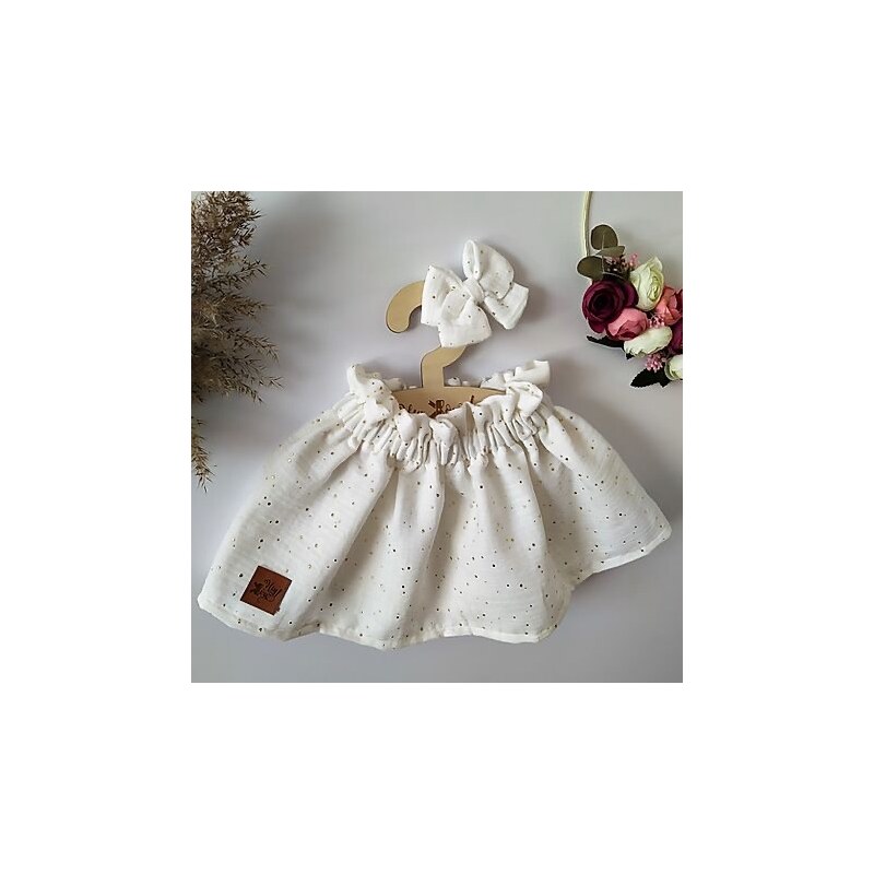 ZuMa Style Dievčenská sukňa biela mušelínová s mašličkou - 98-104, Biela