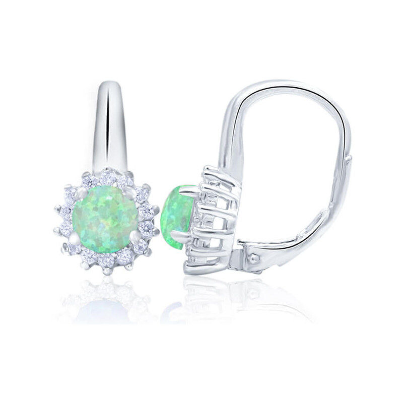 Beneto Strieborné náušnice so syntetickými opály a čírymi kryštálmi 66578812