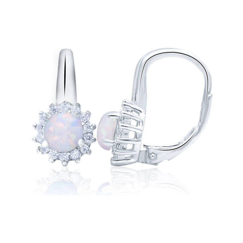 Beneto Strieborné náušnice so syntetickými opály a čírymi kryštálmi 66585771