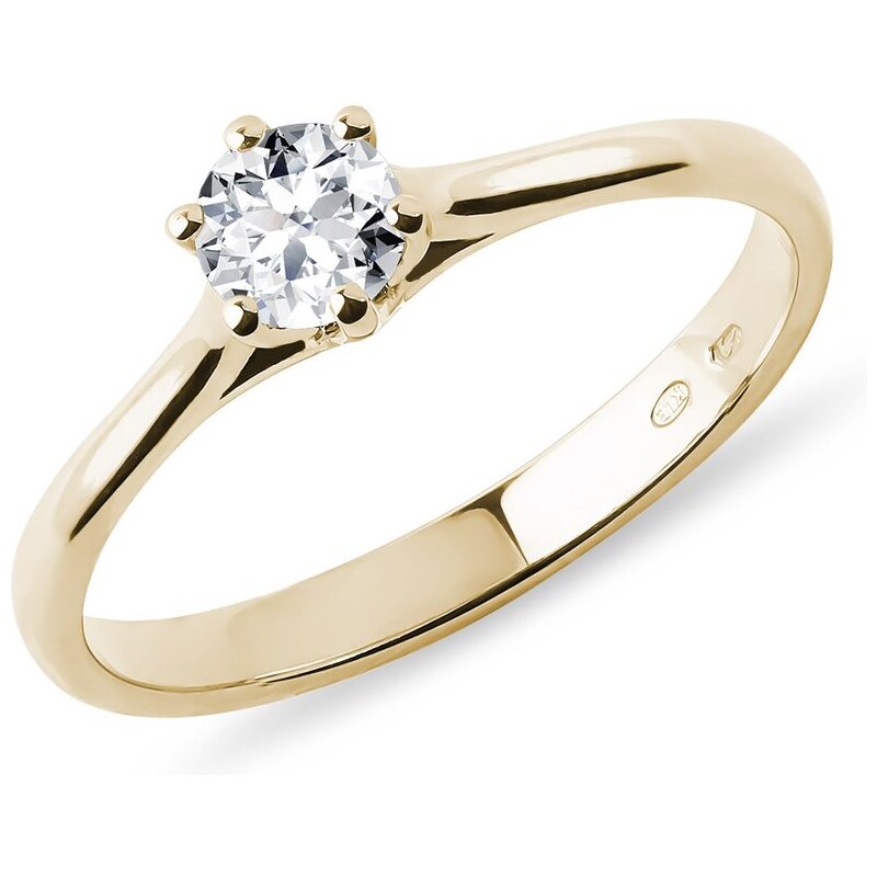 Zásnubný prsteň zo žltého zlata s briliantom KLENOTA K0286033