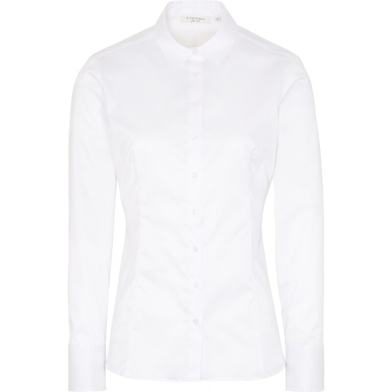 ETERNA Slim Fit dámska biela cover blúzka dlhý rukáv rypsový keper 100% bavlna Non Iron
