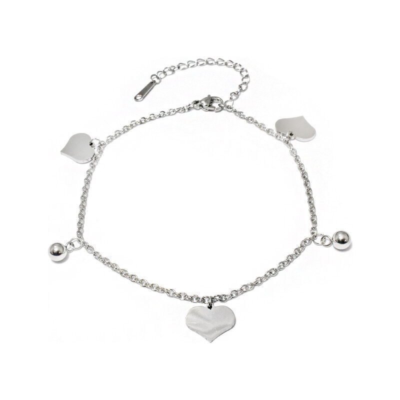 BEMI Design Dámsky náramok na nohu z chirurgickej ocele srdce S1029040 18705791