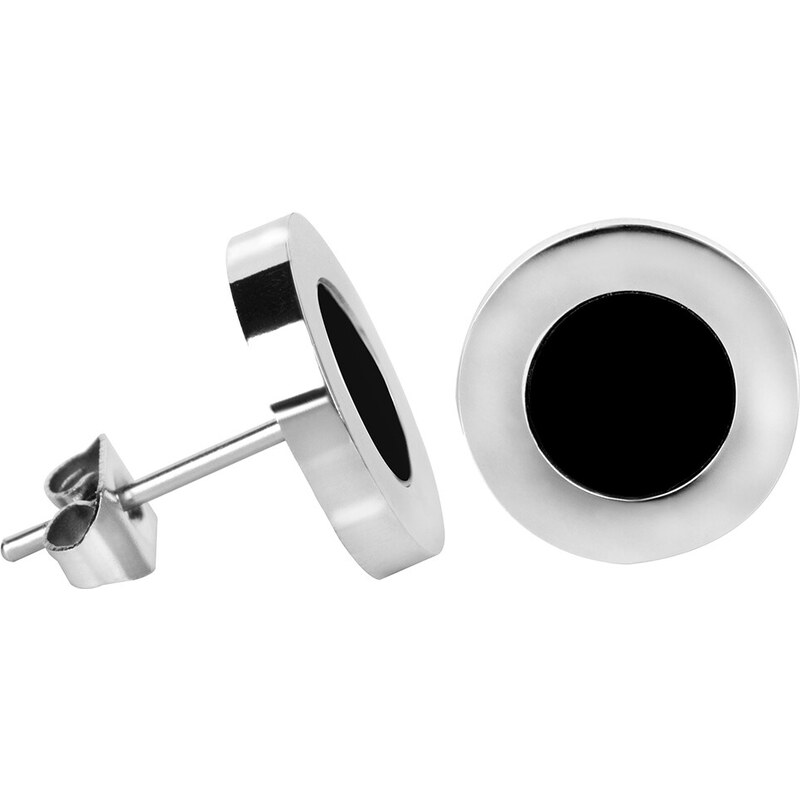 Troli Oceľové náušnice s čiernym stredom Steel 66594678