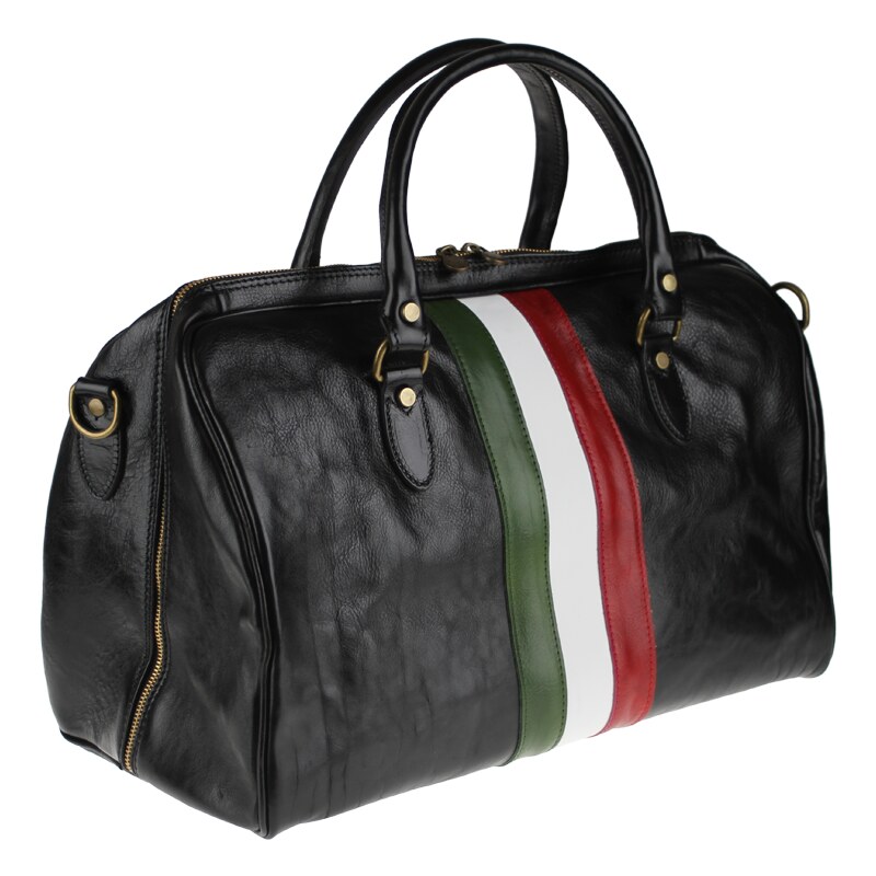 Kožená cestovná taška Tiberius Nero Tricolore čierna NovaKabelka.sk 62448964