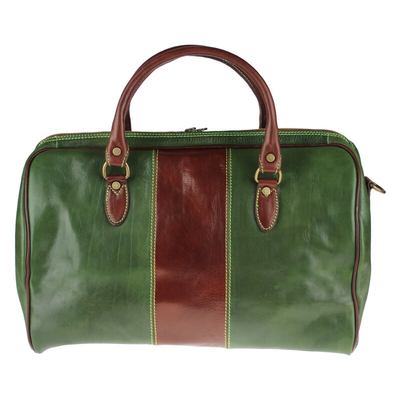 Kožená cestovná taška Tiberius Verde Marrone zelená NovaKabelka.sk 18823331