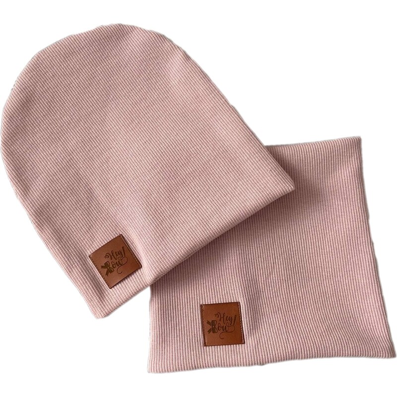 ZuMa Style Detská čiapka a šatka - dievčenský set ružovej farby - 46-50cm, Ružová