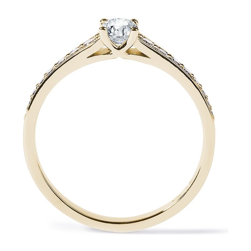 Briliantový zásnubný prsteň v žltom 14k zlate KLENOTA K0298033