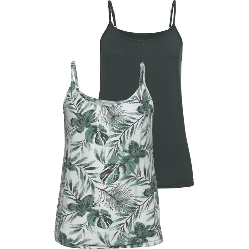 LASCANA Top tmavozelená / prírodná biela 54629052