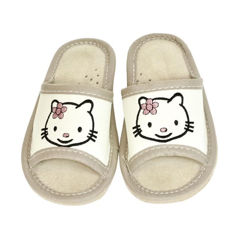JOHN-C Detské biele papuče AHOJ KITTY 18872029