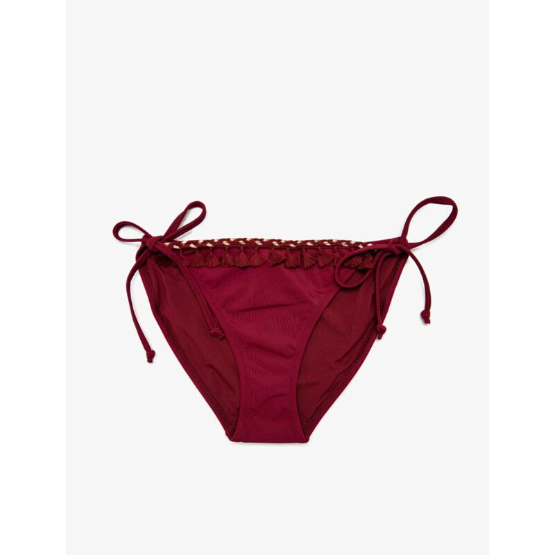 Koton Dámske bordové červené spodné diely bikín so strapcom 50615315