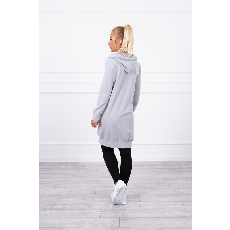 MladaModa Predlžená mikina s kapucňou svetlá šedá 18894929