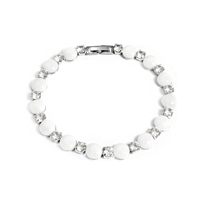 BM Jewellery Dámsky náramok z chirurgickej ocele biely S1092230 19421430