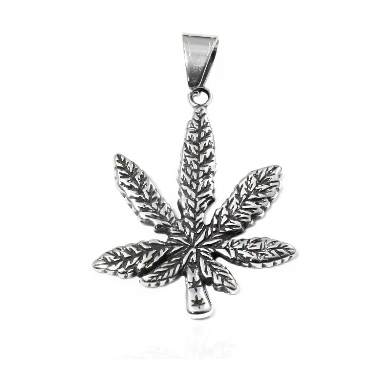 BM Jewellery Prívesok List marihuany 4,5 cm z chirurgickej ocele 19421463