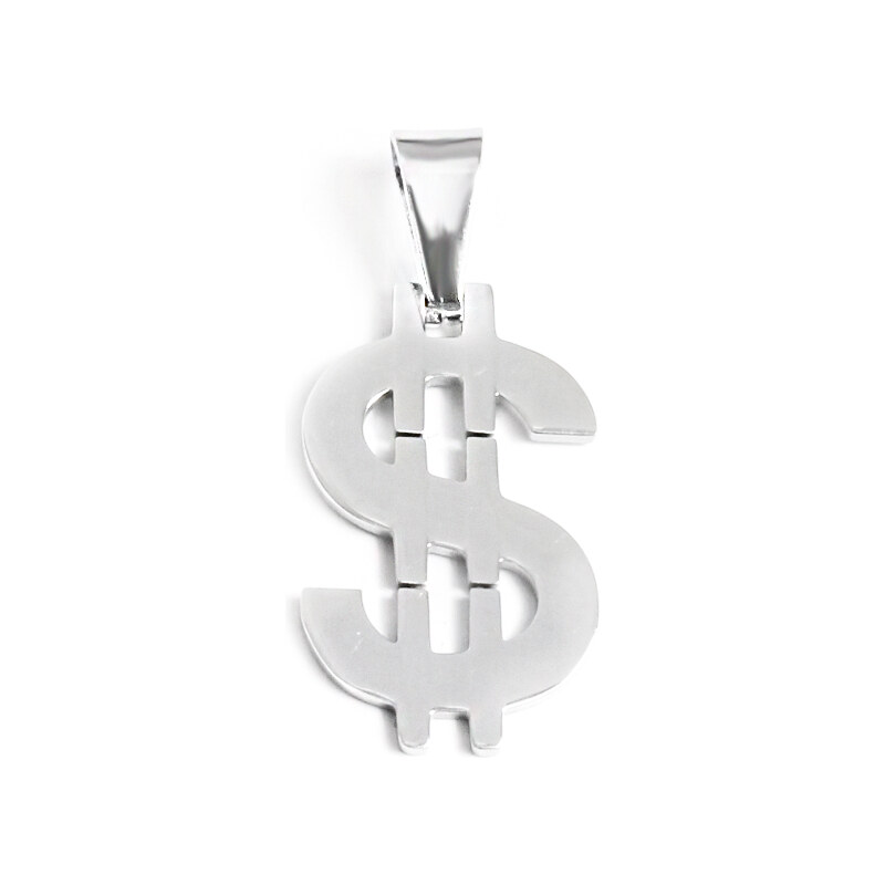 BM Jewellery Přívěsek symbol dolaru 2,6 cm z chirurgické oceli 42789970