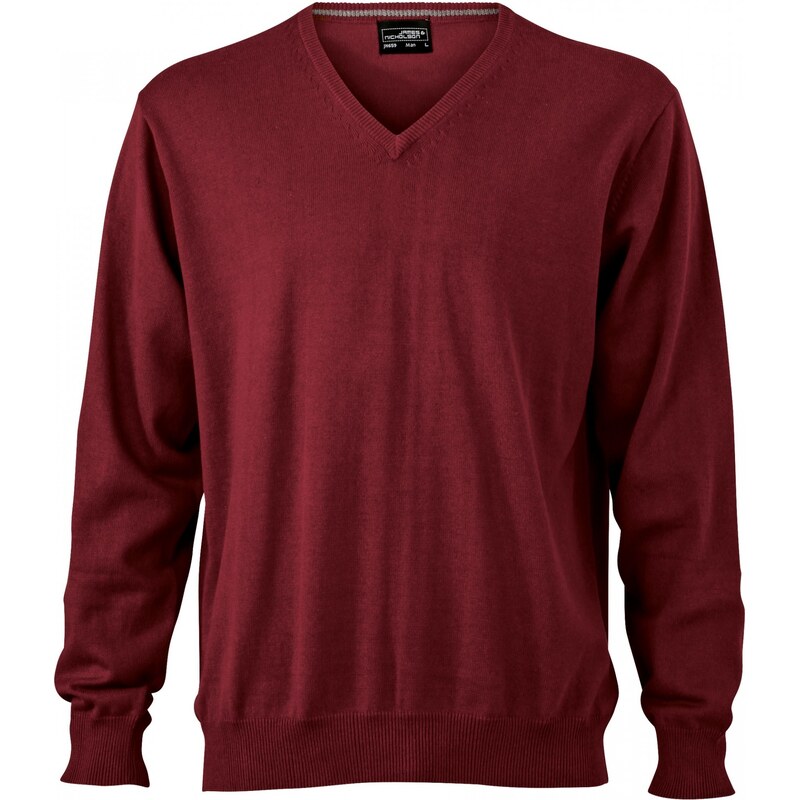 Daiber James & Nicholson Pánský bavlněný svetr s výstřihem do V James 62676049