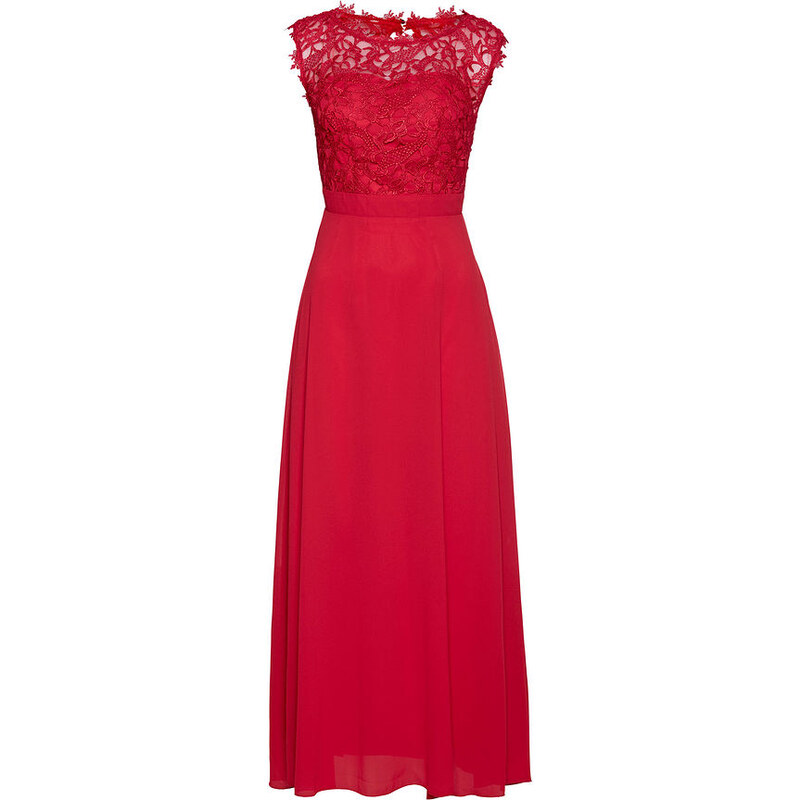 bonprix Maxi večerné šaty s čipkou, farba červená, rozm. 44