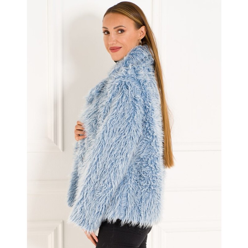 Glamorous by Glam Dámsky krátky kabát yetti - svetlomodrý