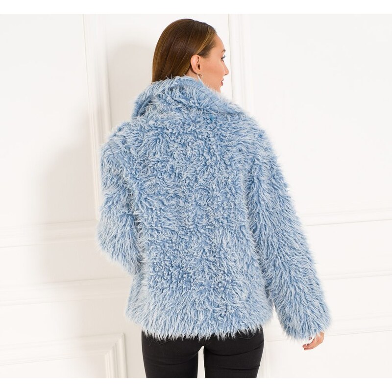 Glamorous by Glam Dámsky krátky kabát yetti - svetlomodrý