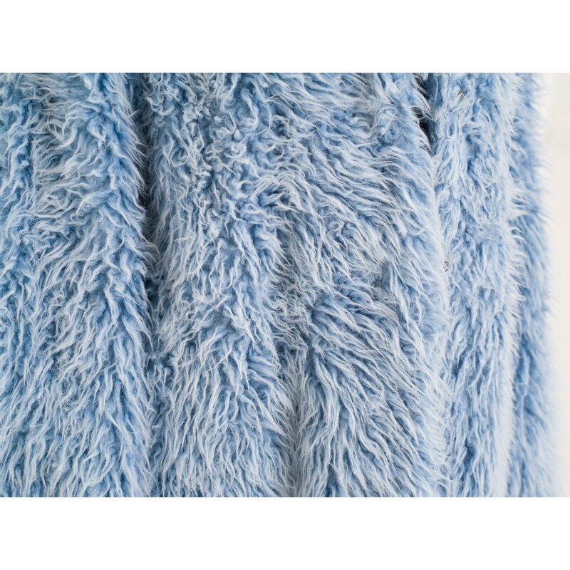 Glamorous by Glam Dámsky krátky kabát yetti - svetlomodrý