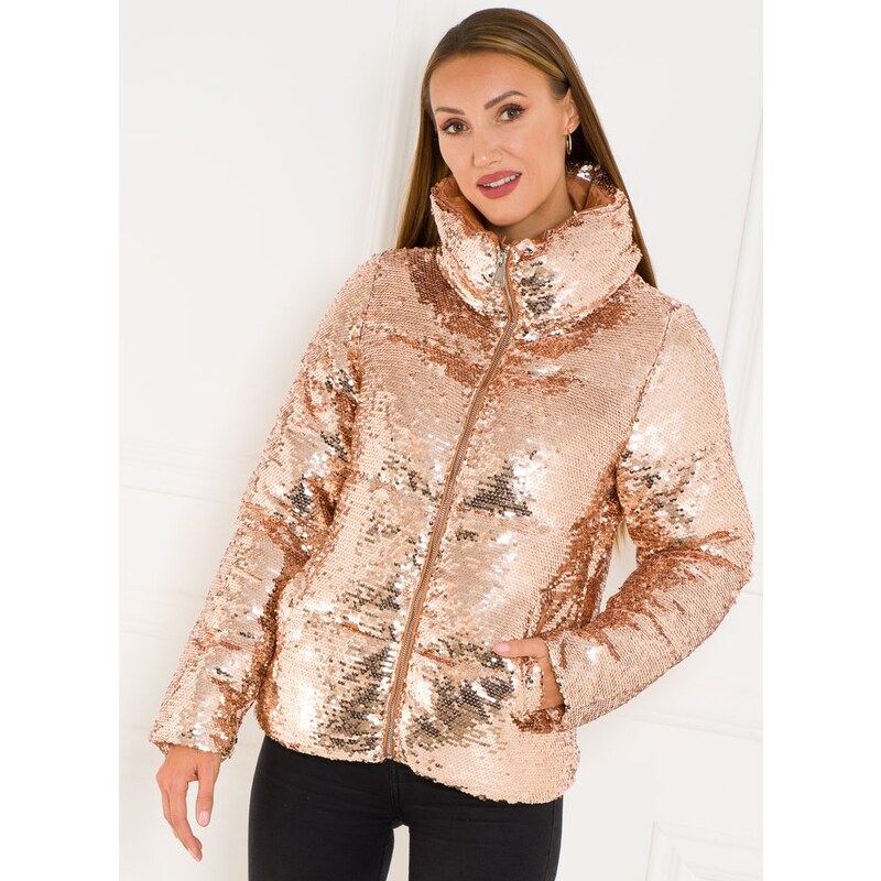 Due Linee Dámska zimná bunda s glitrami - zlatá 19086944