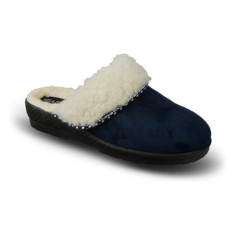 MJARTAN-Béžové vzorované papuče z ovčej vlny