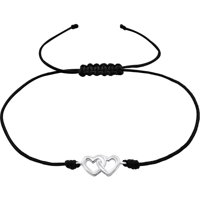 MAJYA Náramok čierny s príveskom SPOJENÁ SRDCA 10585 64581151