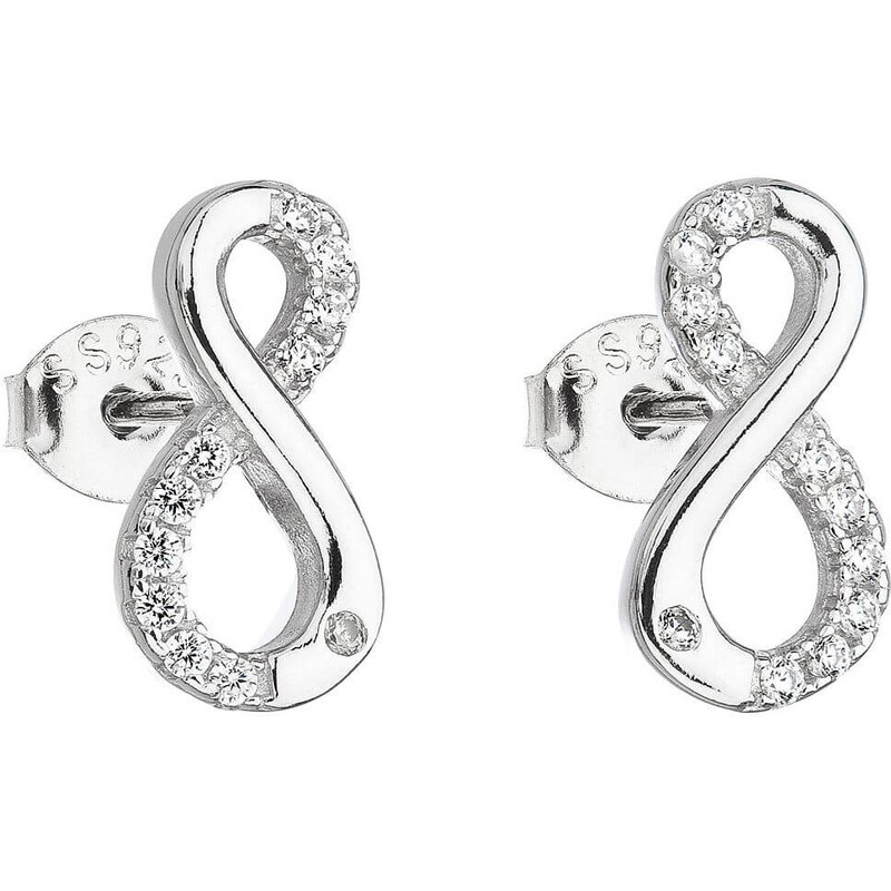 Evolution Group Strieborné náušnice biele nekonečno 11017.1 66585456