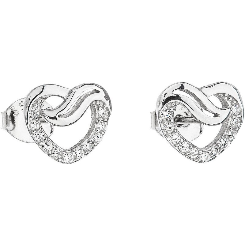 Evolution Group Strieborné náušnice biele srdce 11114.1 66588179
