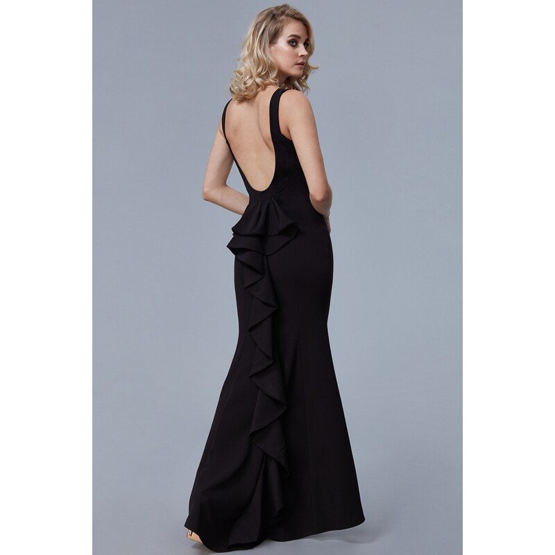 miadresses.sk Čierne priliehavé šaty s volánmi 19174010